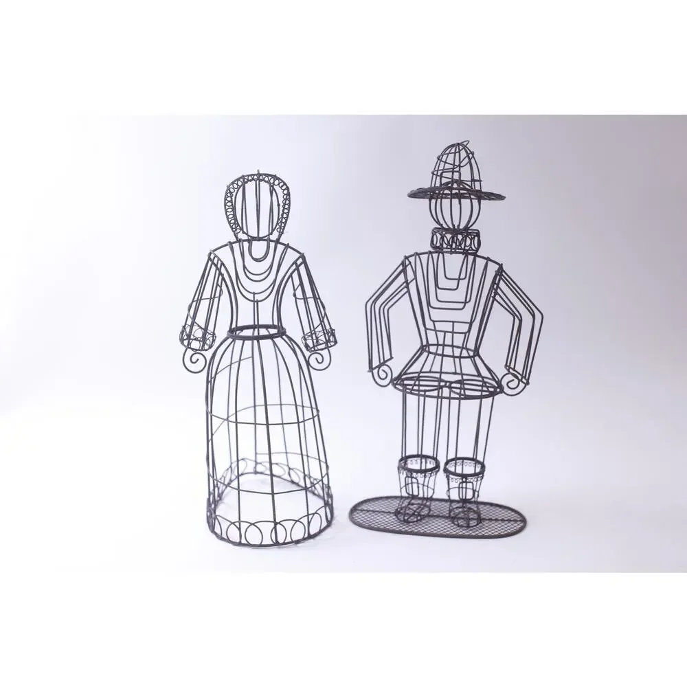 Pilgrims, Wire Sculptures, Man and Woman, Thanksgiving, Decor, ~ 250516-WH 256